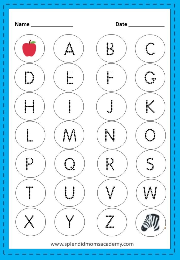 abc trace free worksheet for kids