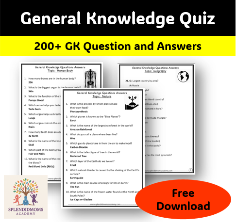 200 GK question and answer for kids splendidmomsacademy