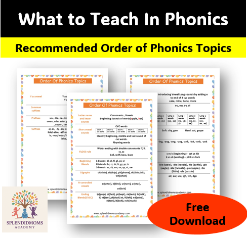 list of phonics topics to teach
