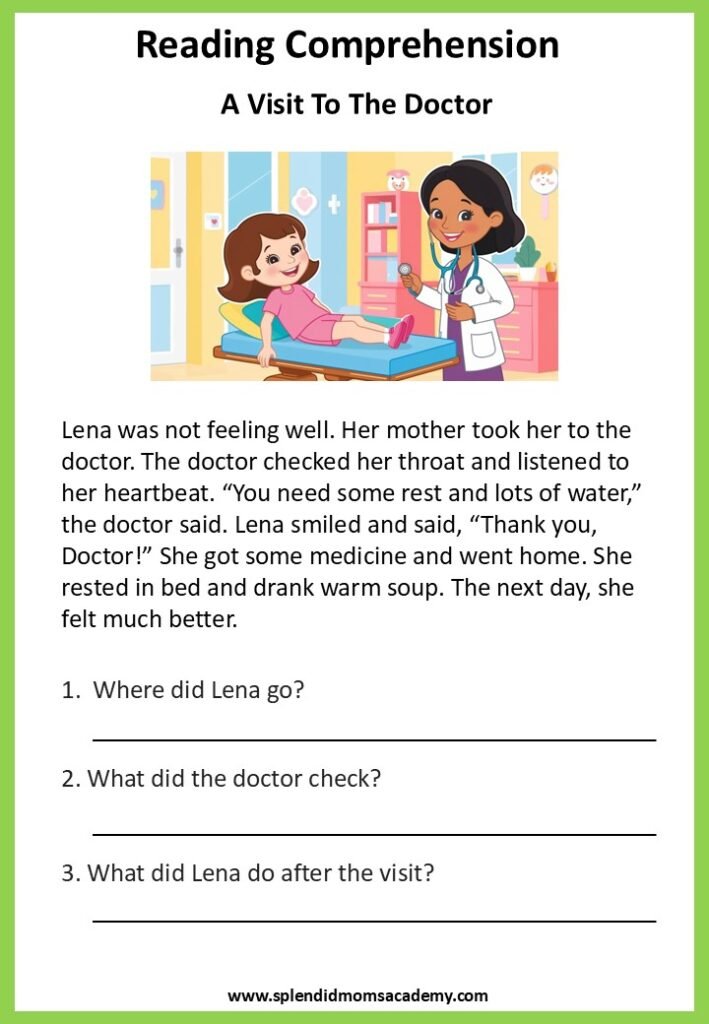 free reading comprehension for kids
