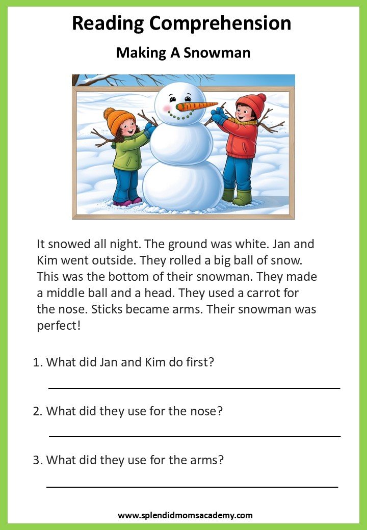 free reading comprehension for kids