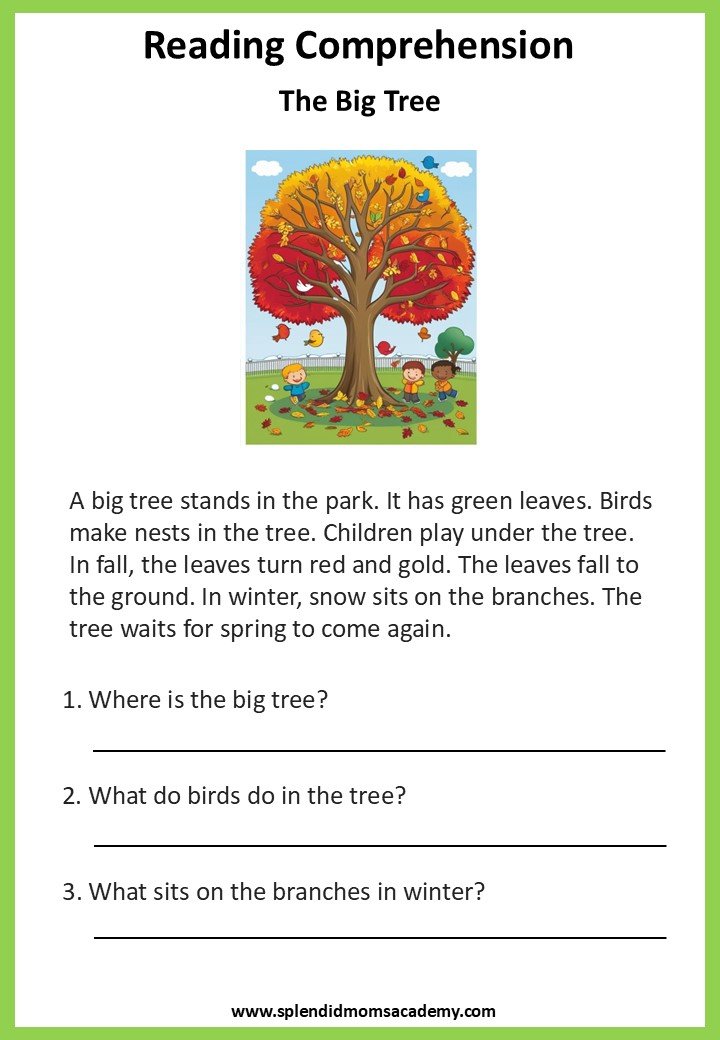 free reading comprehension for kids