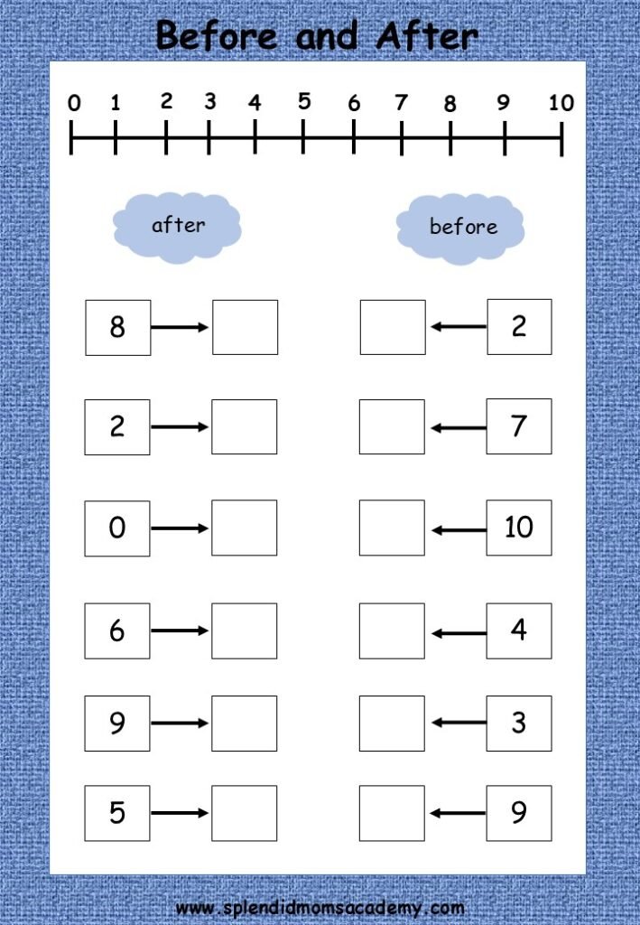 before after between number math worksheets free download