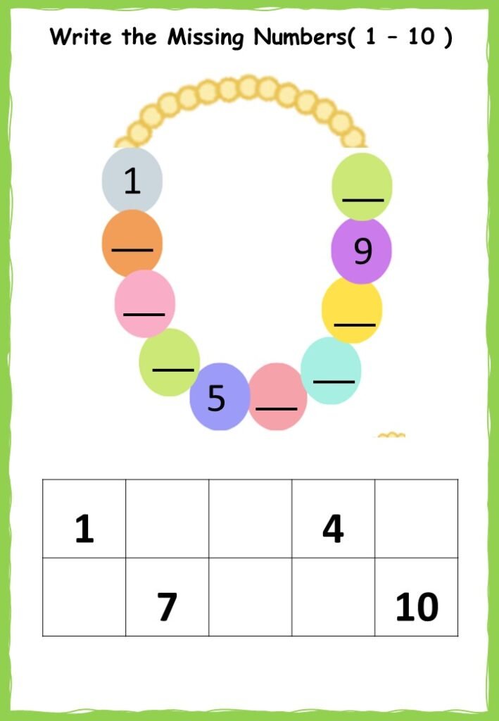 Math number Missing worksheet free download