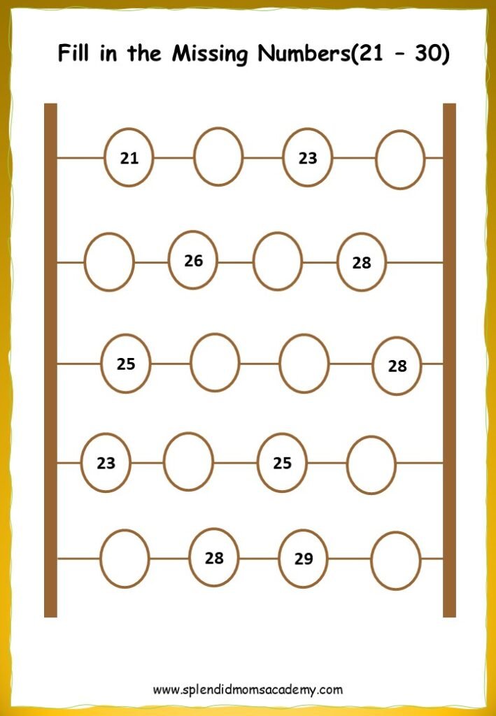 Math number Missing worksheet free download