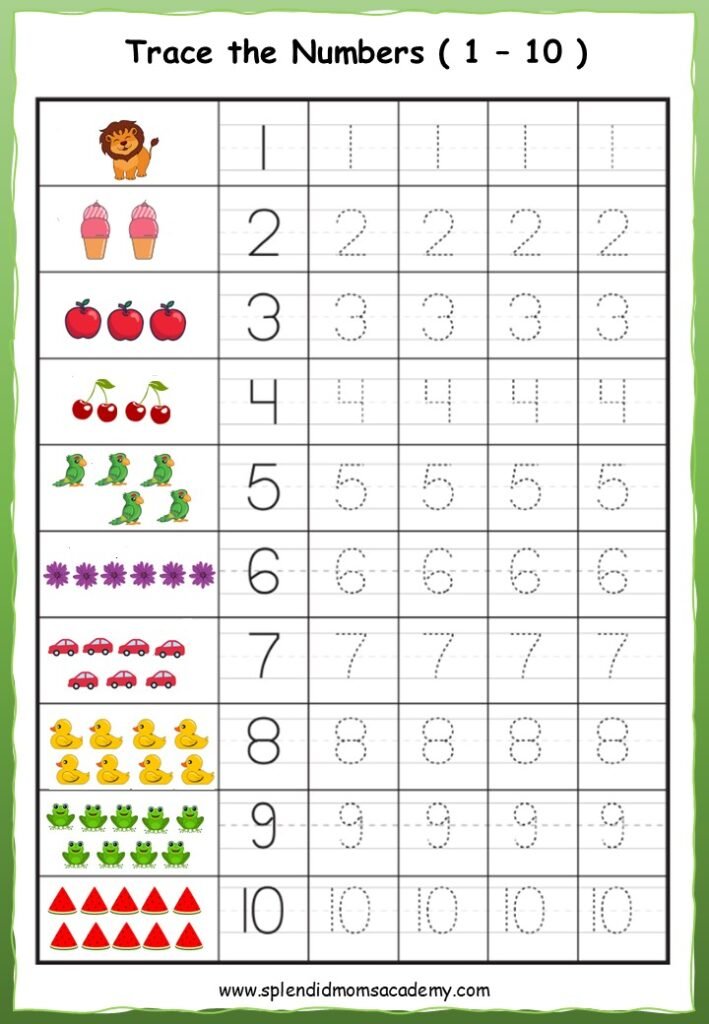 Math number Tracing worksheet free download