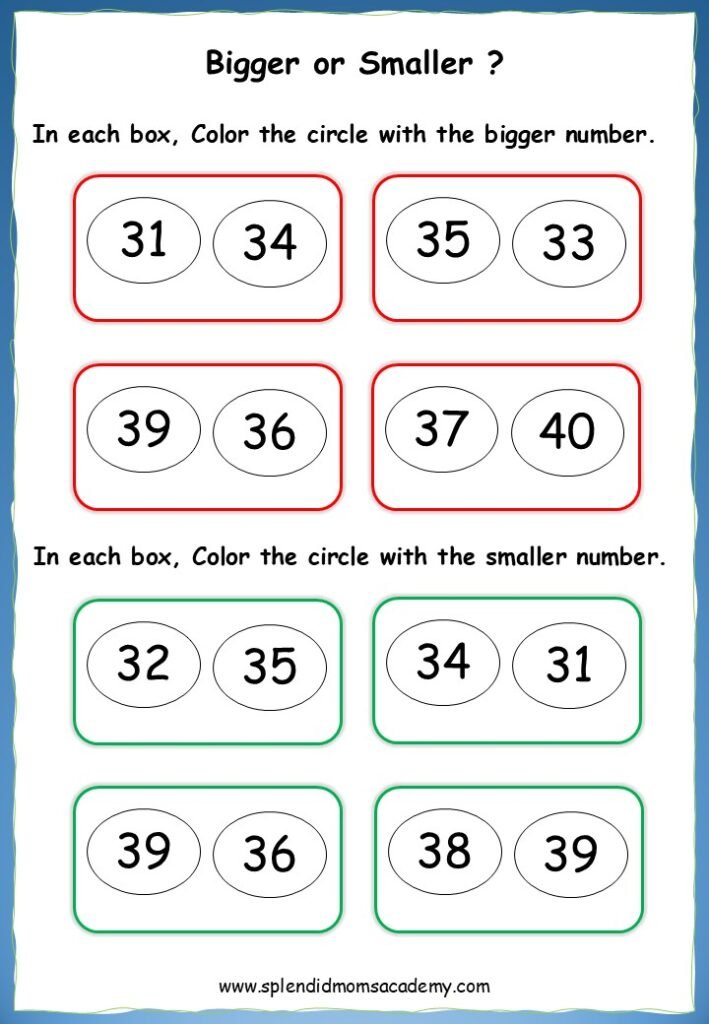 big small nnumber math free worksheets for kids