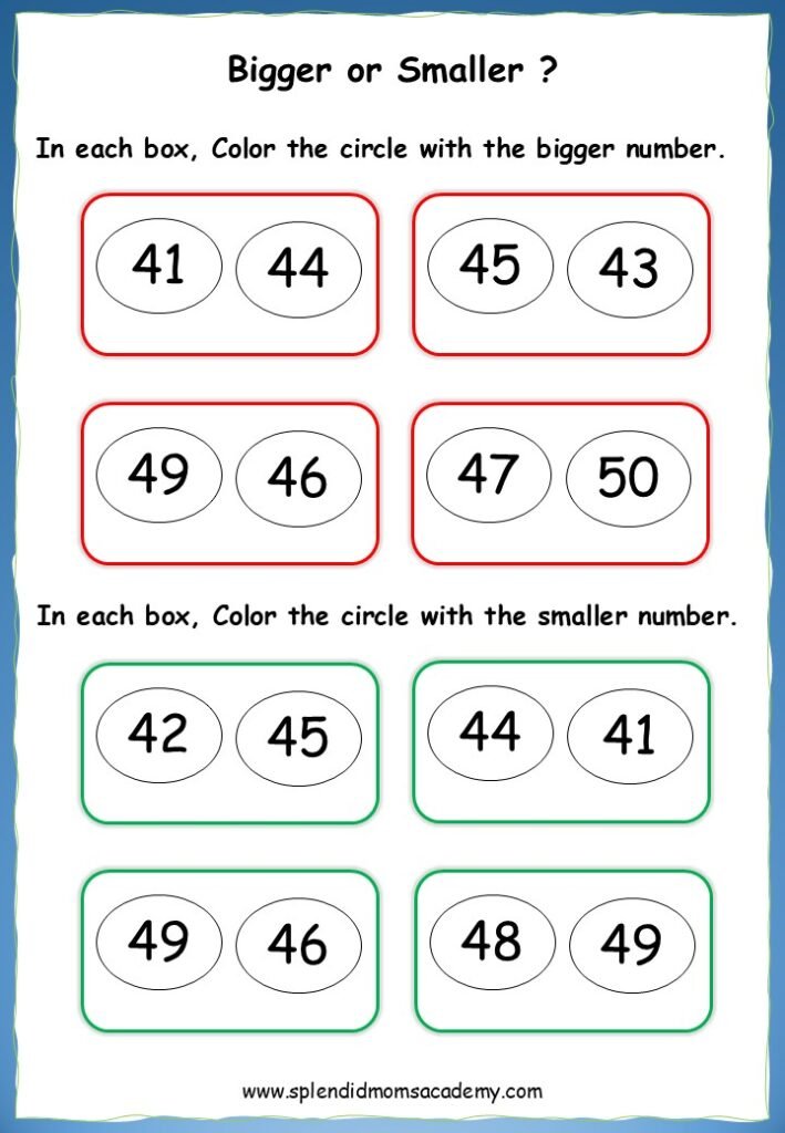 big small nnumber math free worksheets for kids
