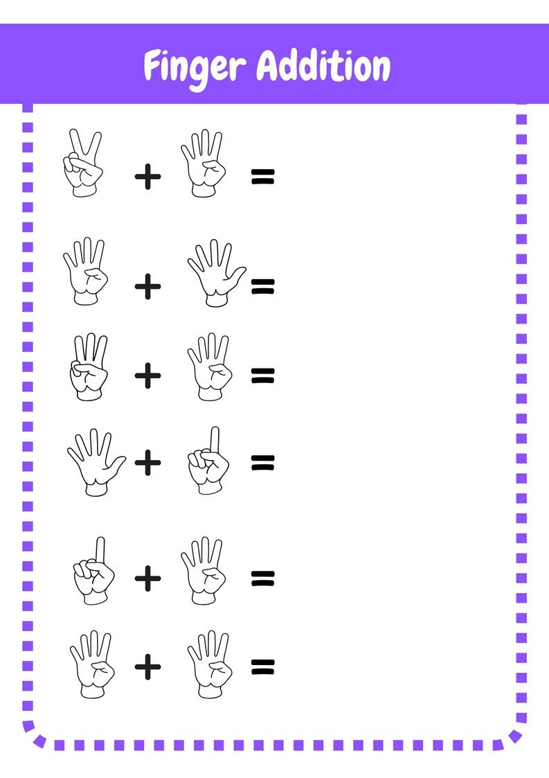 picture addition free math worksheet for kids