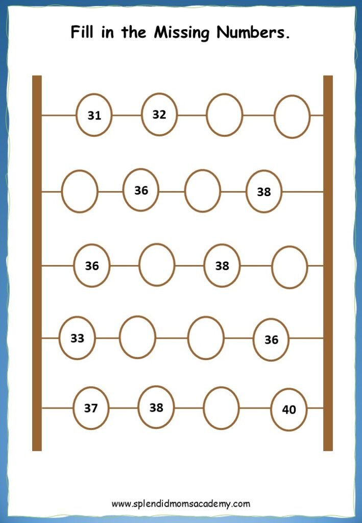Math number Missing worksheet free download
