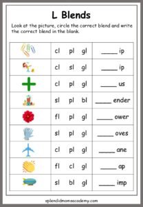 Beginning Blends - Letter l Blends Worksheets