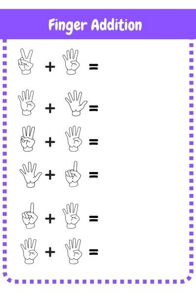 picture addition free math worksheet for kids