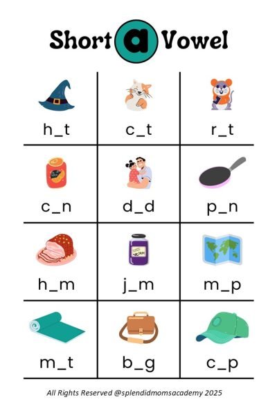 short vowel a cvc words free worksheet download