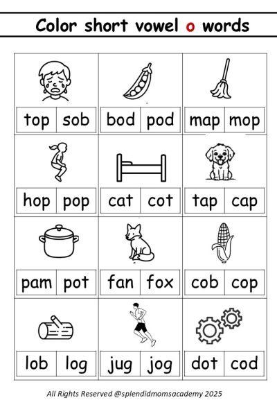 short vowel cvc words free worksheets